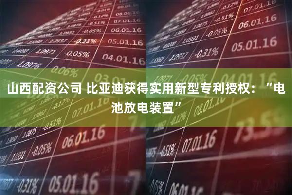 山西配资公司 比亚迪获得实用新型专利授权：“电池放电装置”